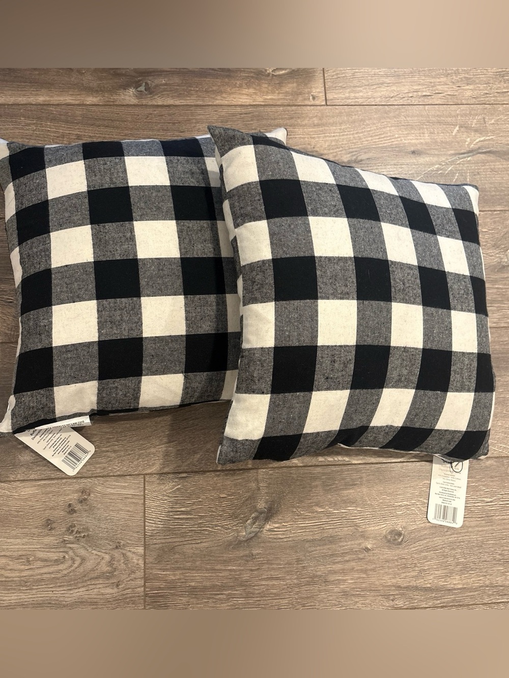 Black and White Buffalo Check Throw Pillow Pair - Brand New
